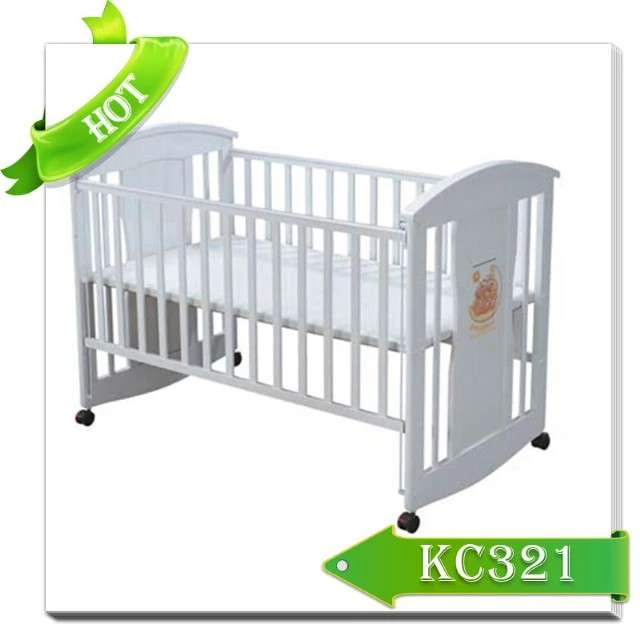 Hot Sale Solid Wood Single Baby Cot Bed, KC321