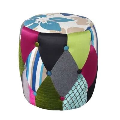 Strong Fancy Canvas Ottoman Chair with Patchwork, PC008