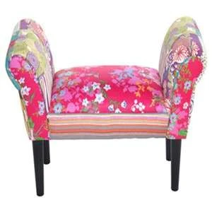 Patchwork Stool Armchair Living Room Chair with Cushion, PC010