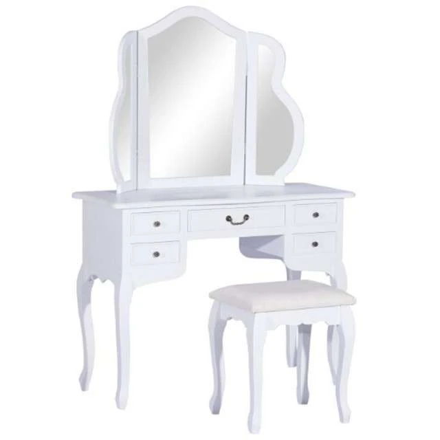3 Mirrors Dressing Table with Stool, MD908