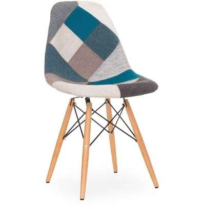 Patchwork High Chair with Wooden Legs, PC094