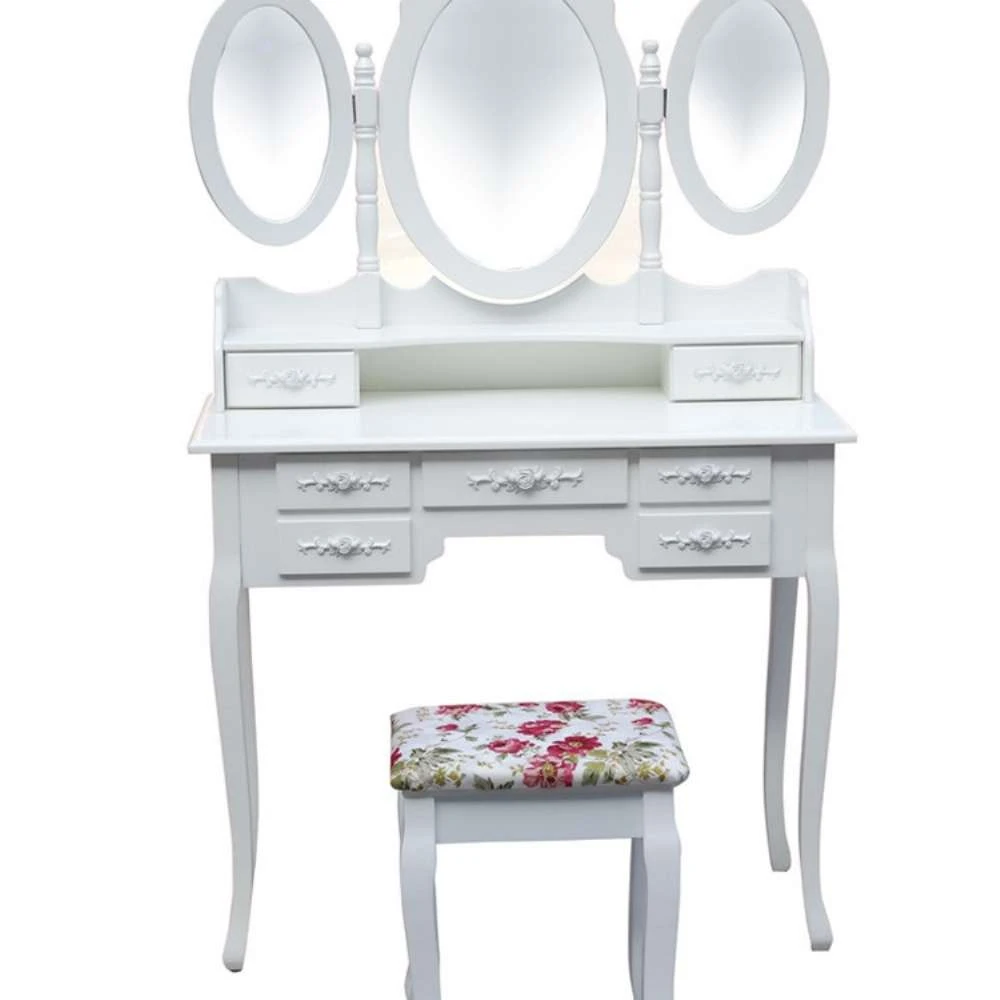 3 Mirror Dressing Table with 7 Drawers, MD108
