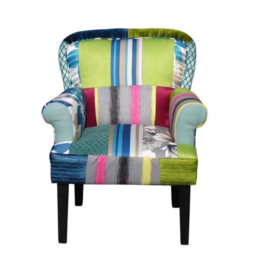 Multi-color Armchair Patchwork Classic Tufted Button Fabric Sofa, PC005