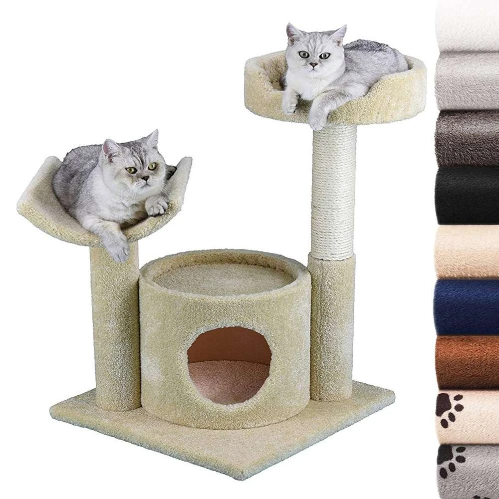 Carpeted Cat Tree House with Scratching Post, CATA1922